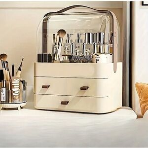 NIB Portable Covered Cosmetic and Toiletry Case w/Handle Bathroom Storage Caddy